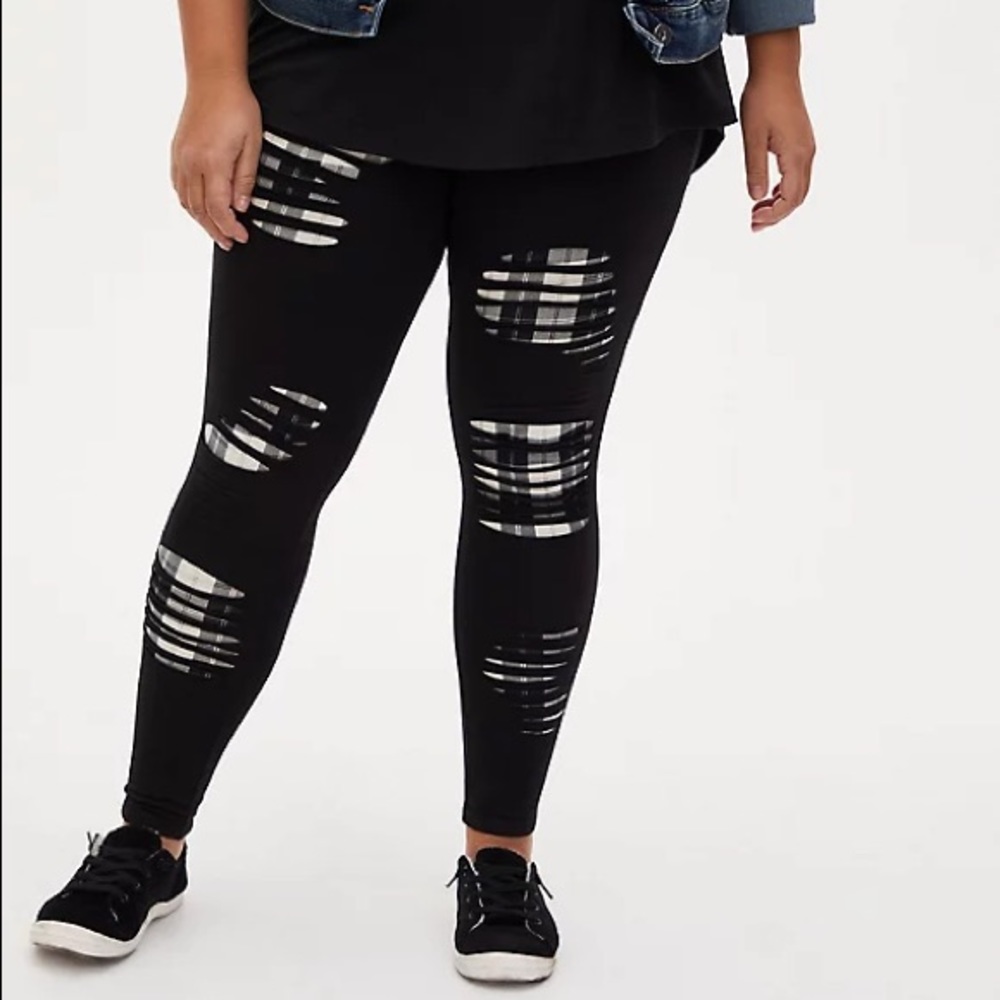 Torrid Slashed Plaid Underlay Premium Leggings